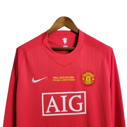 Camisa 1 Manga Longa Retrô Manchester United 2007/08